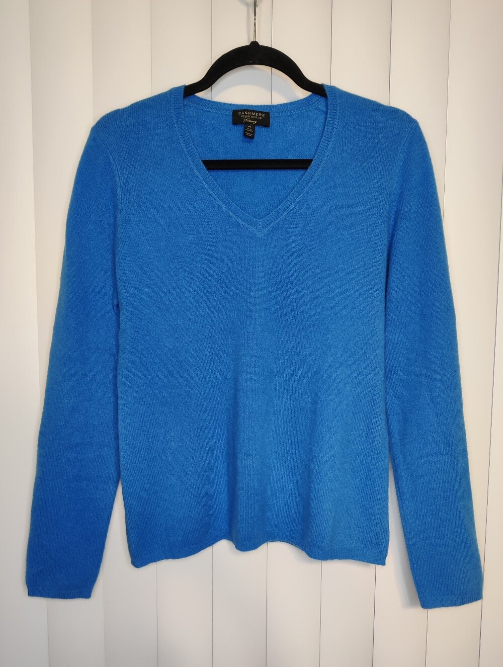 Charter Club 100% Cashmere Bright Blue V-Neck Sweater